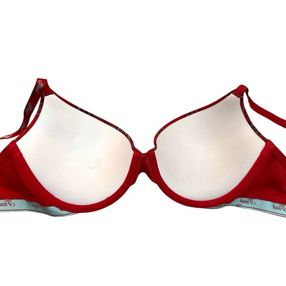 Victorias Secret Pink Wear Everywear Push Up Bra 36C Red Plaid Logo Holiday Wire - Picture 4 of 8